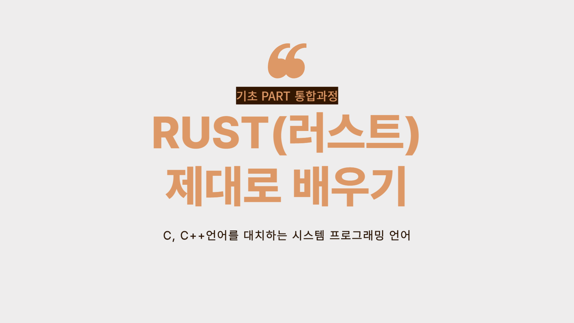 [HD]C, C++언어를 대치하는 시스템 프로그래밍 언어 RUST(러스트) 제대로 배우기