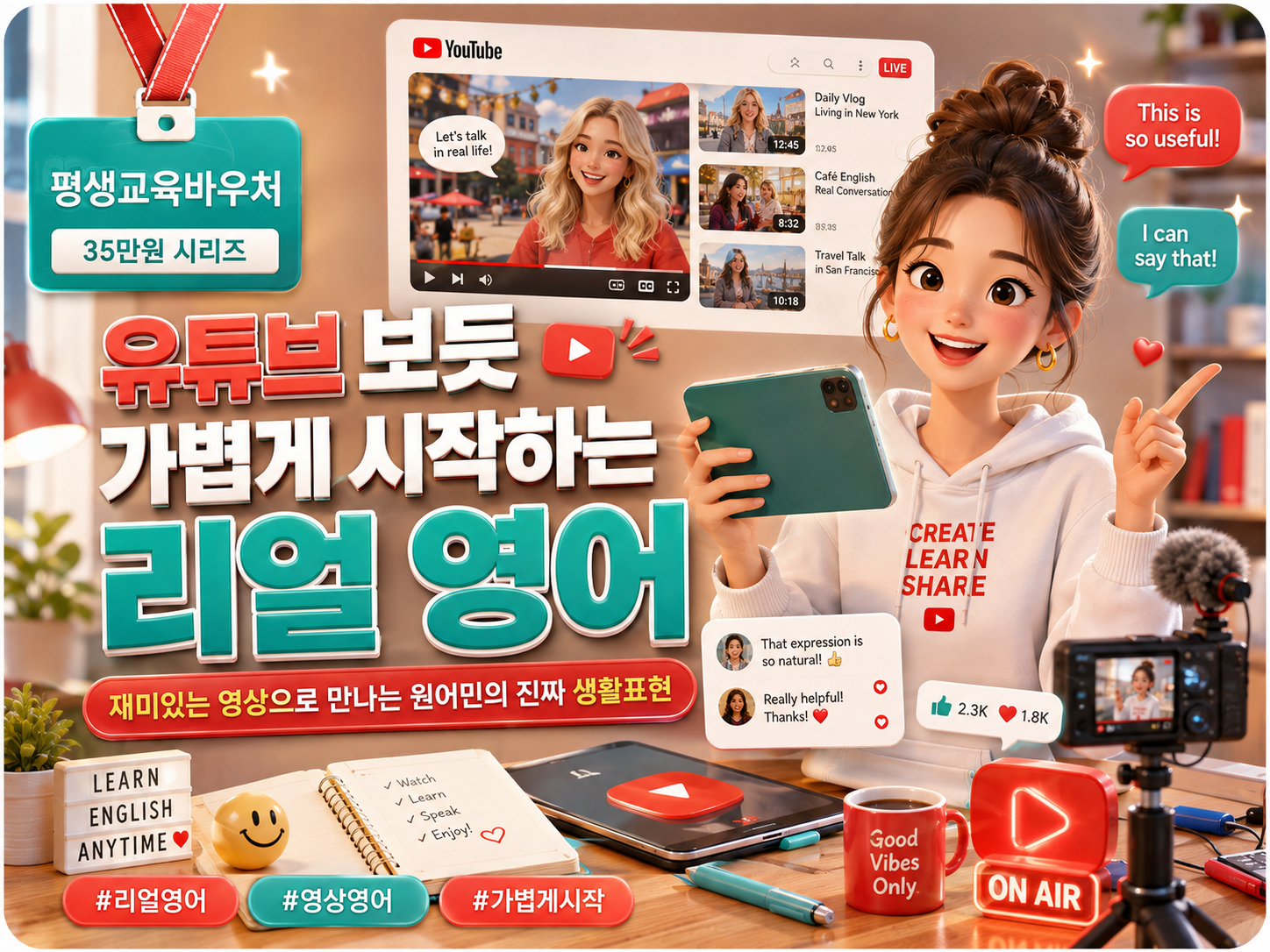 유튜브 보듯 가볍게 시작하는 리얼 영어