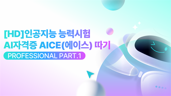 [HD]인공지능 능력시험 AI자격증 AICE(에이스) 따기 - Professional (데이터 기반 AI 서비스 모델 개발) Part.1