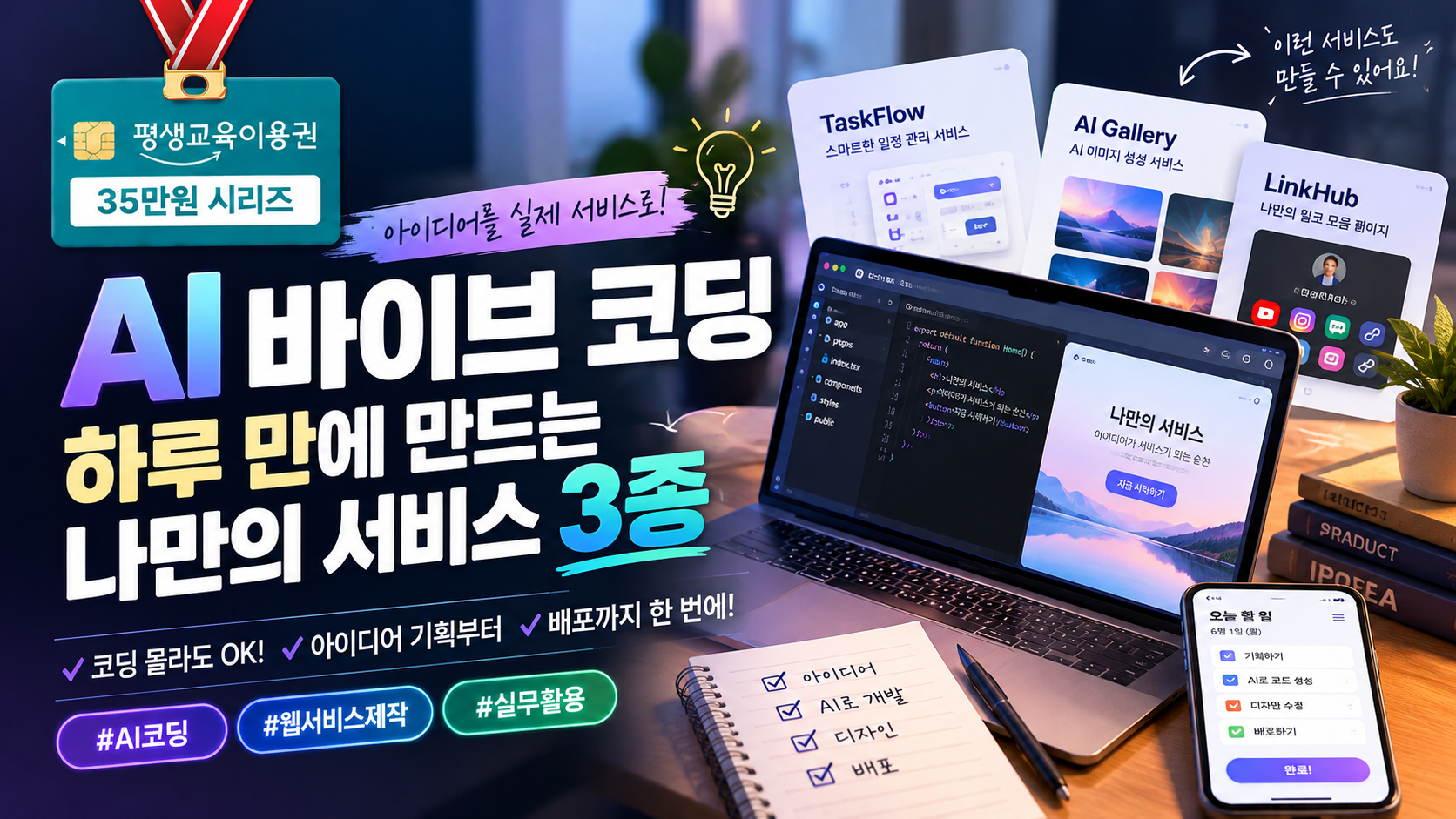 AI 바이브 코딩, 하루 만에 만드는 나만의 서비스 3종