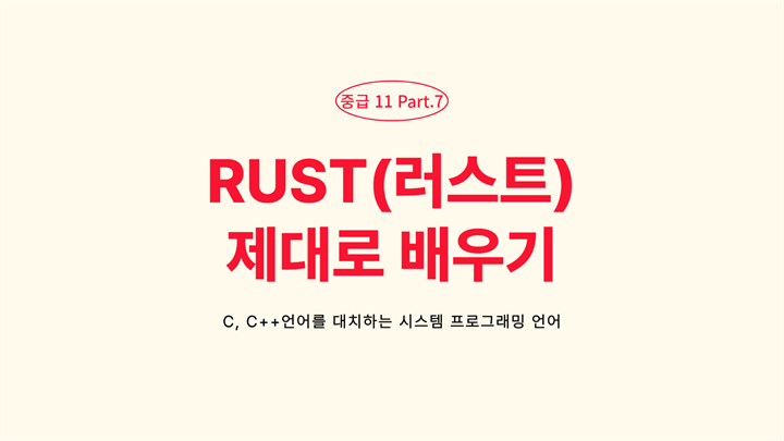 [HD]C, C++언어를 대처하는 시스템 프로그래밍 언어 RUST(러스트) 제대로 배우기 (2025년) - Part.7 중급 11