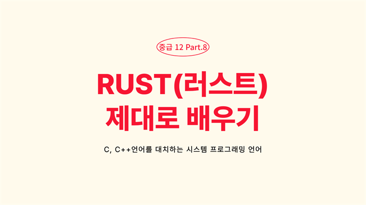[HD]C, C++언어를 대처하는 시스템 프로그래밍 언어 RUST(러스트) 제대로 배우기 (2025년) - Part.8 중급 12